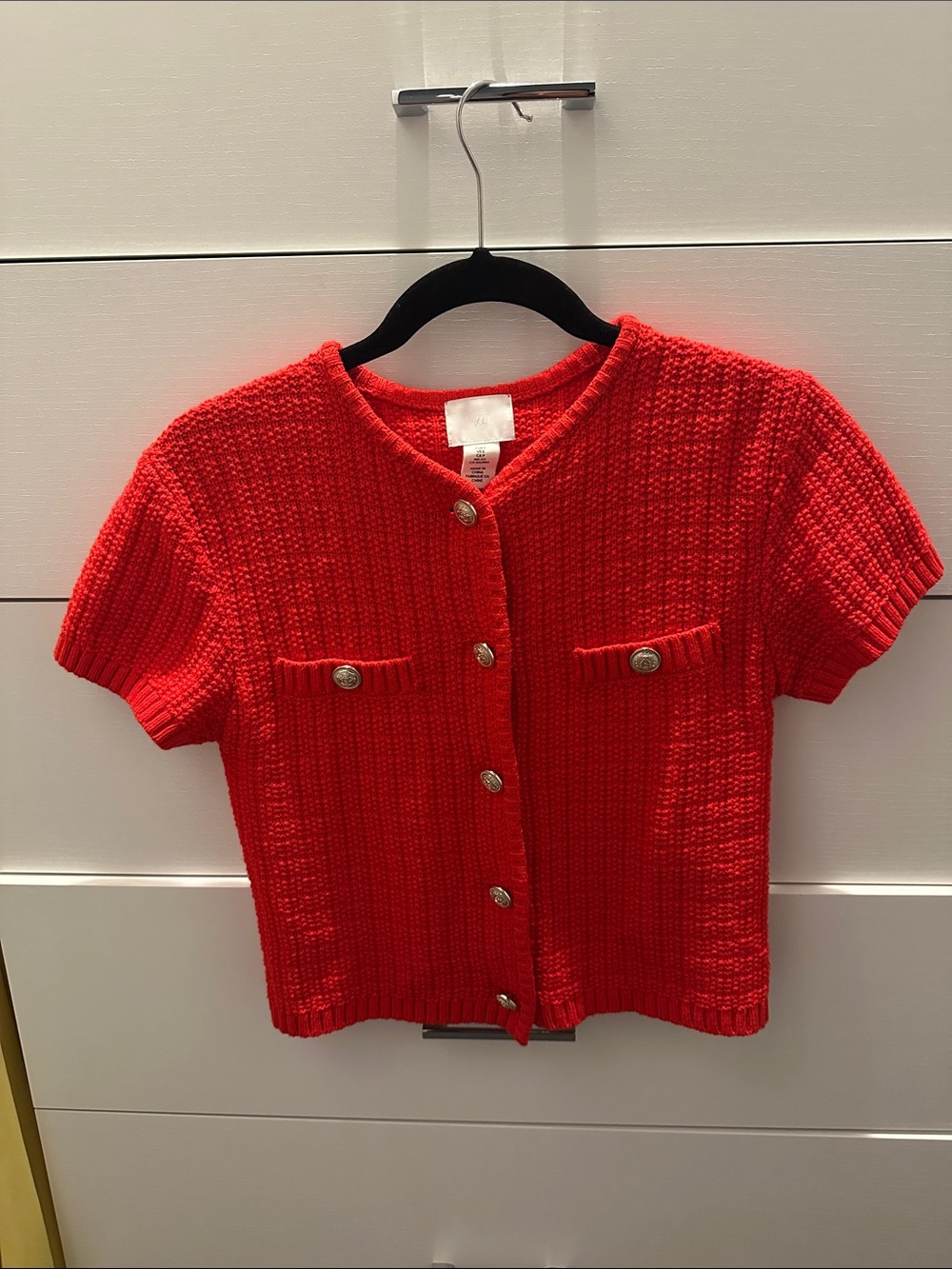 H&M Short sleeve Red Knit Cardigan